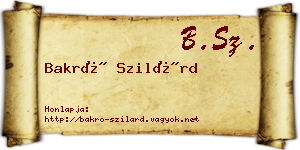 Bakró Szilárd névjegykártya