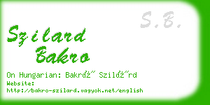 szilard bakro business card